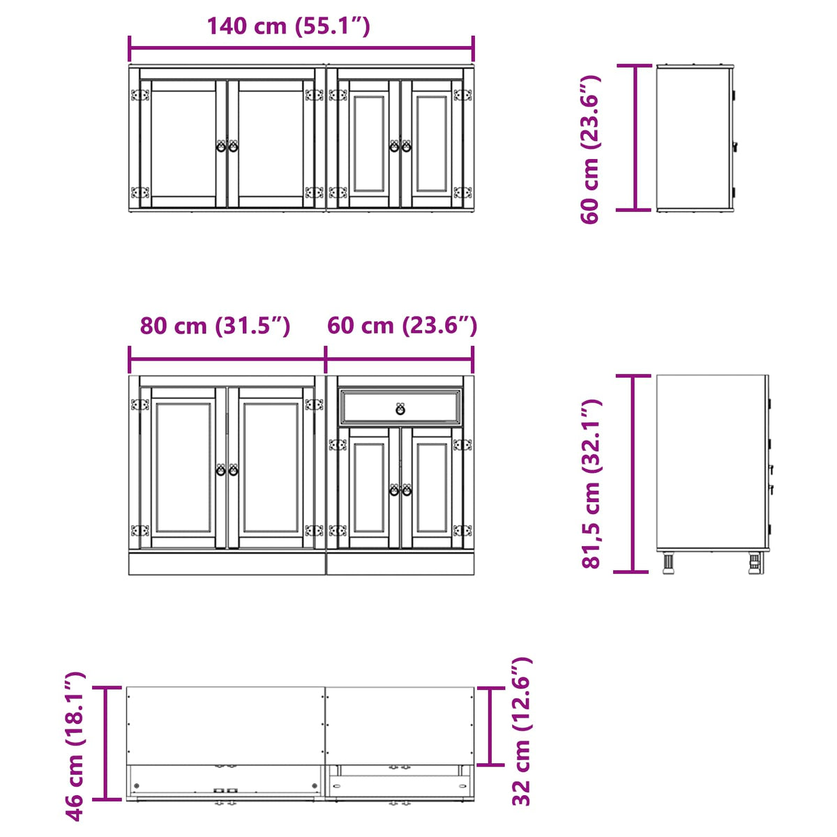 Schrank SKI 4 stk. Honigbraun Massives Kiefernholz