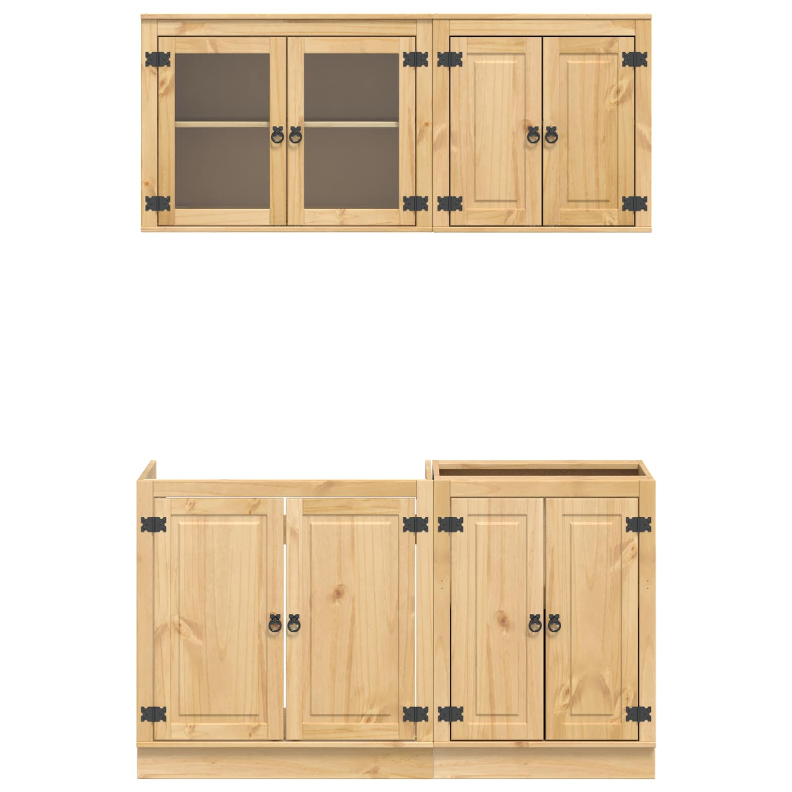 Schrank mit Regal SKI 4 pcs Honigbraun Massives Kiefernholz