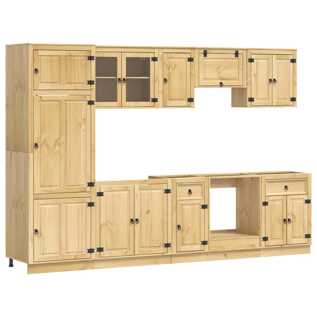 Schrank SKI 9 stk. Honigbraun Massives Kiefernholz