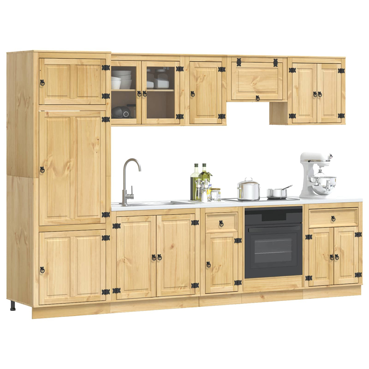 Schrank SKI 9 stk. Honigbraun Massives Kiefernholz