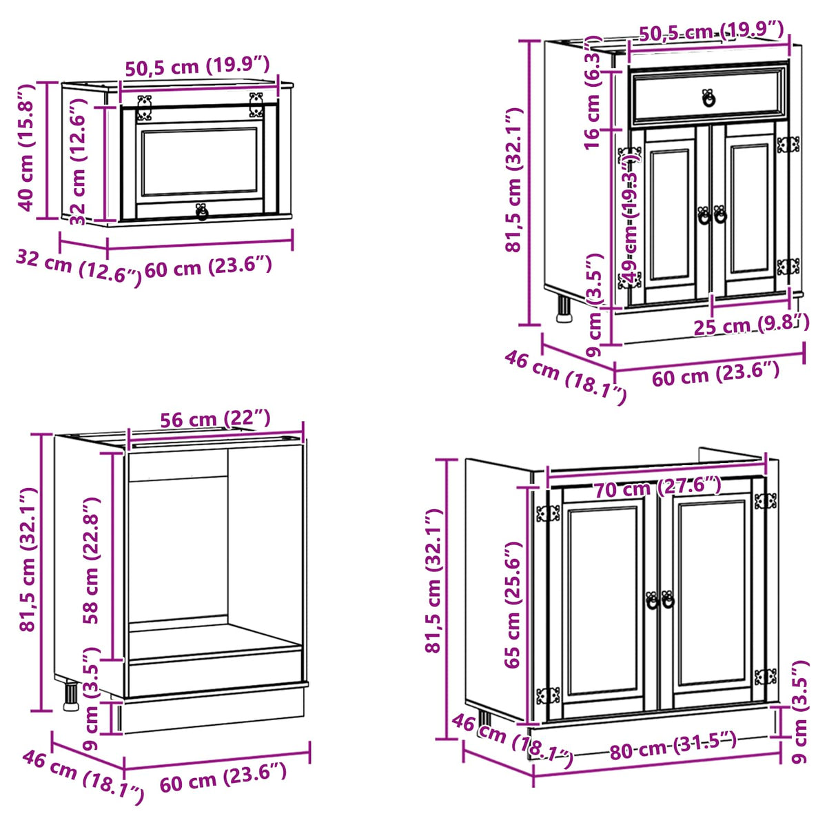 Schrank SKI 9 stk. Honigbraun Massives Kiefernholz