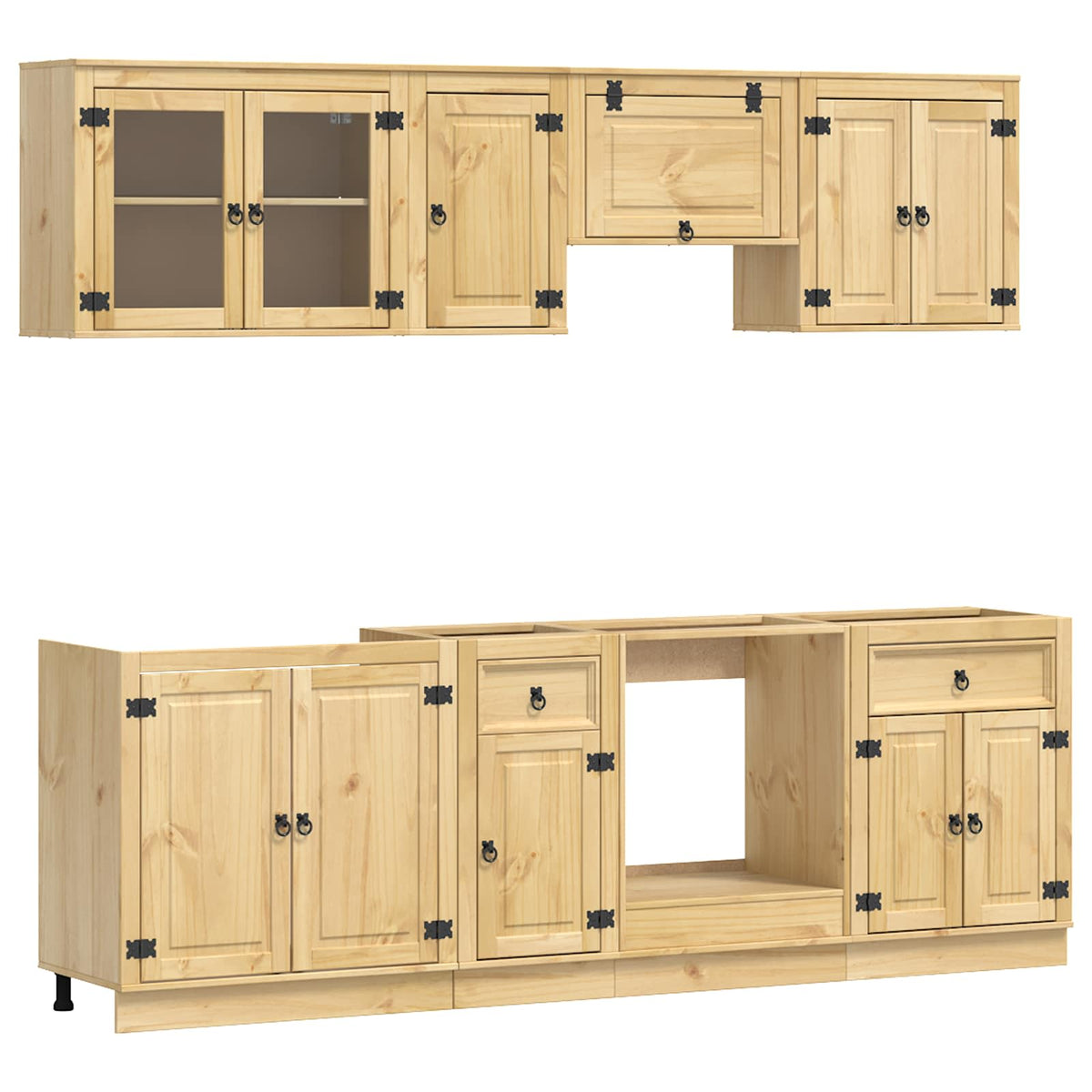 Schrank SKI 8 stk. Honigbraun Massives Kiefernholz