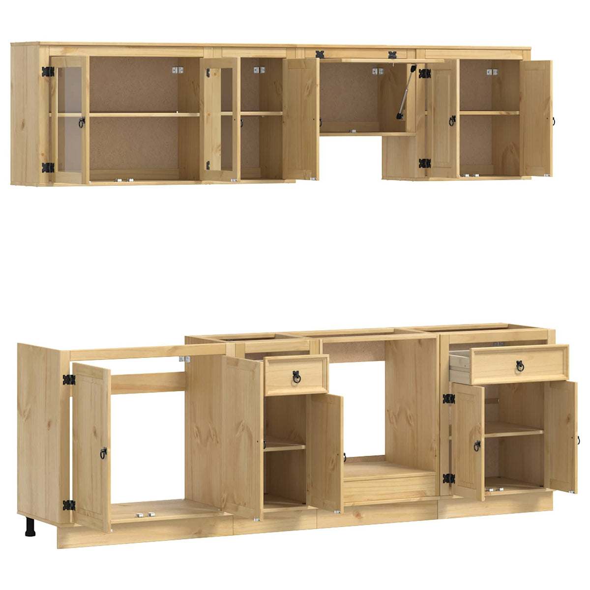 Schrank SKI 8 stk. Honigbraun Massives Kiefernholz