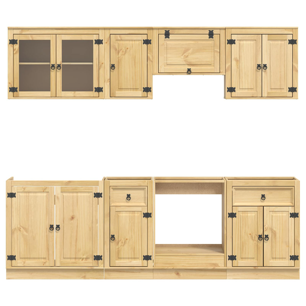 Schrank SKI 8 stk. Honigbraun Massives Kiefernholz