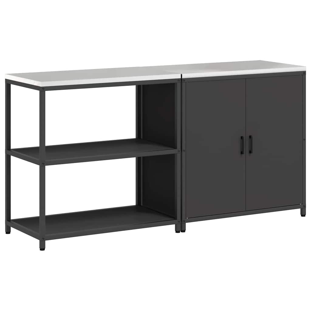 Küchenlager-Set mit Regal 2 pcs Schwarz 180 x 50 x 92 cm