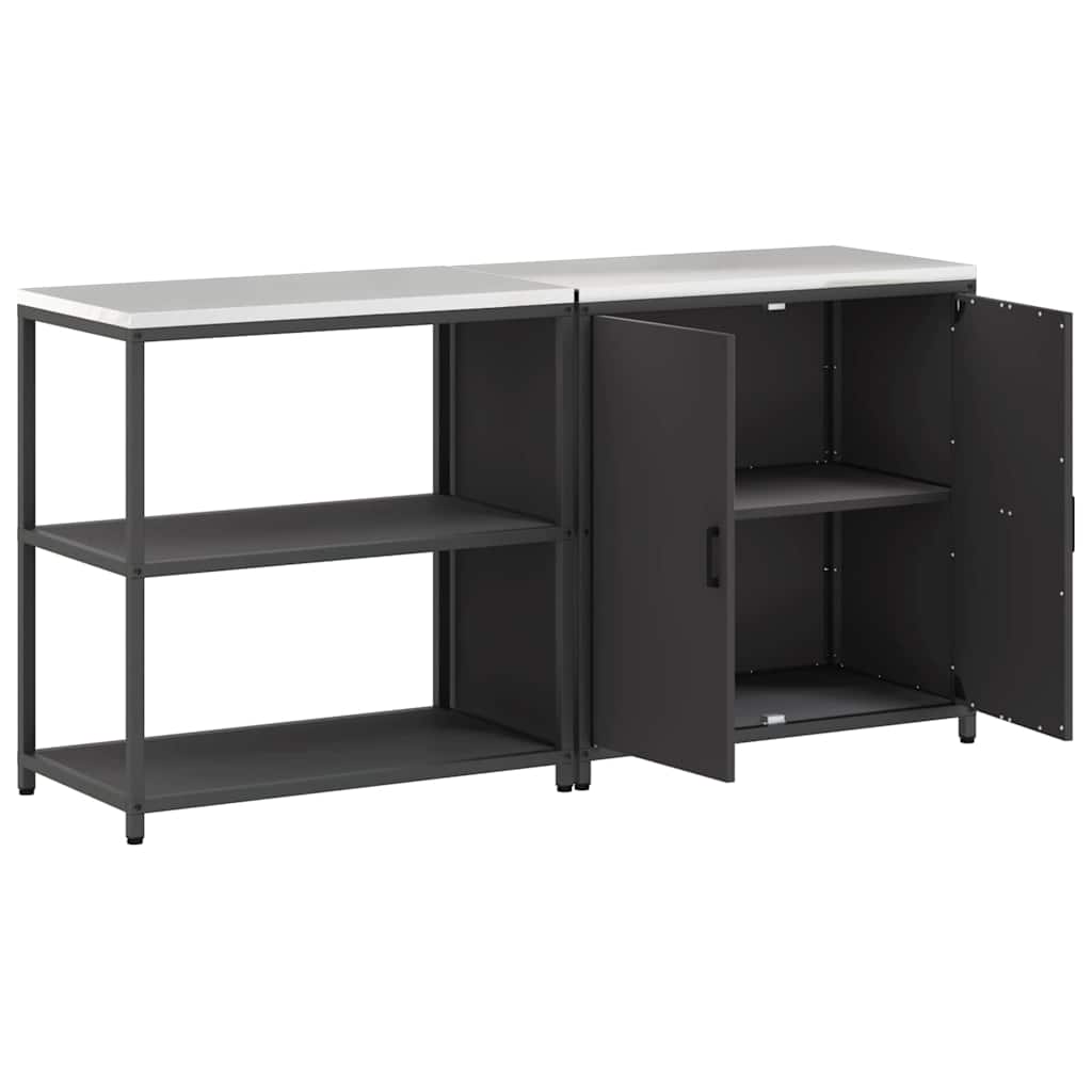 Küchenlager-Set mit Regal 2 pcs Schwarz 180 x 50 x 92 cm