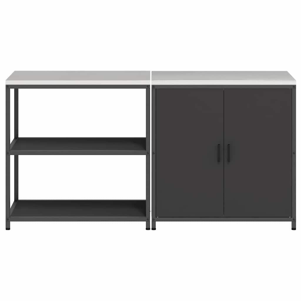 Küchenlager-Set mit Regal 2 pcs Schwarz 180 x 50 x 92 cm