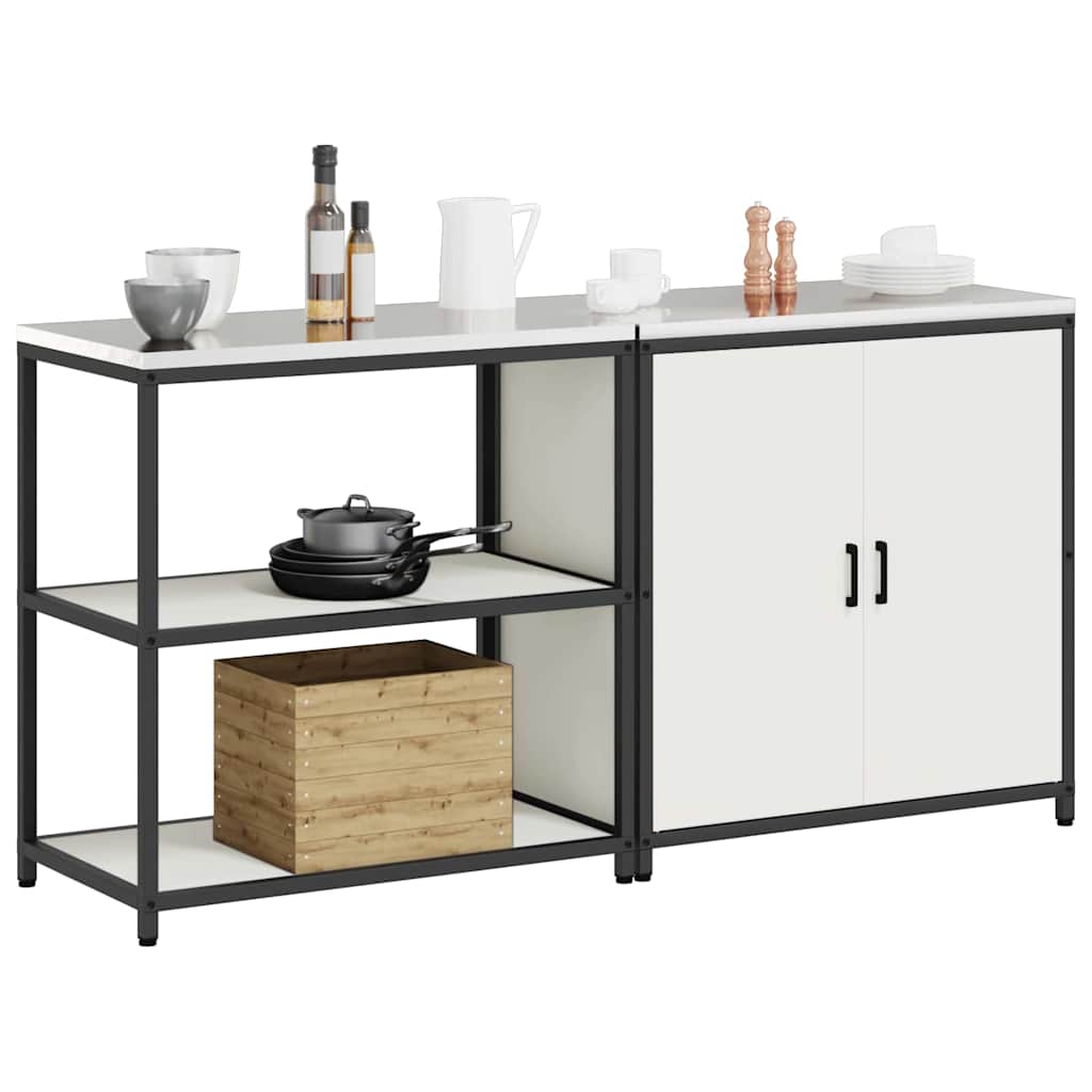 Aufbewahrungsset für die Küche mit Regal 2 pcs Weiß Stahl