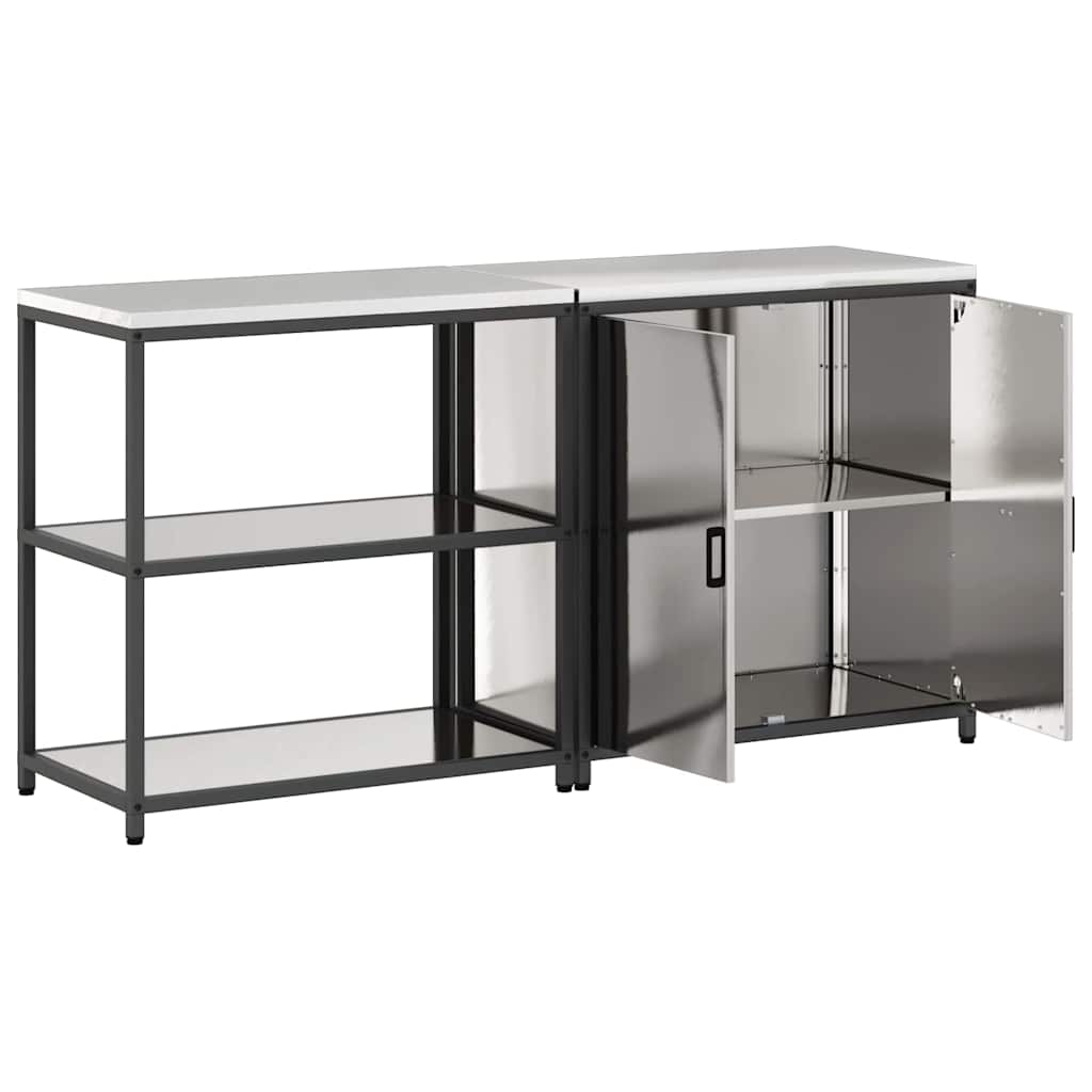 Aufbewahrungsset für die Küche mit Regal 2 pcs Silber Stahl