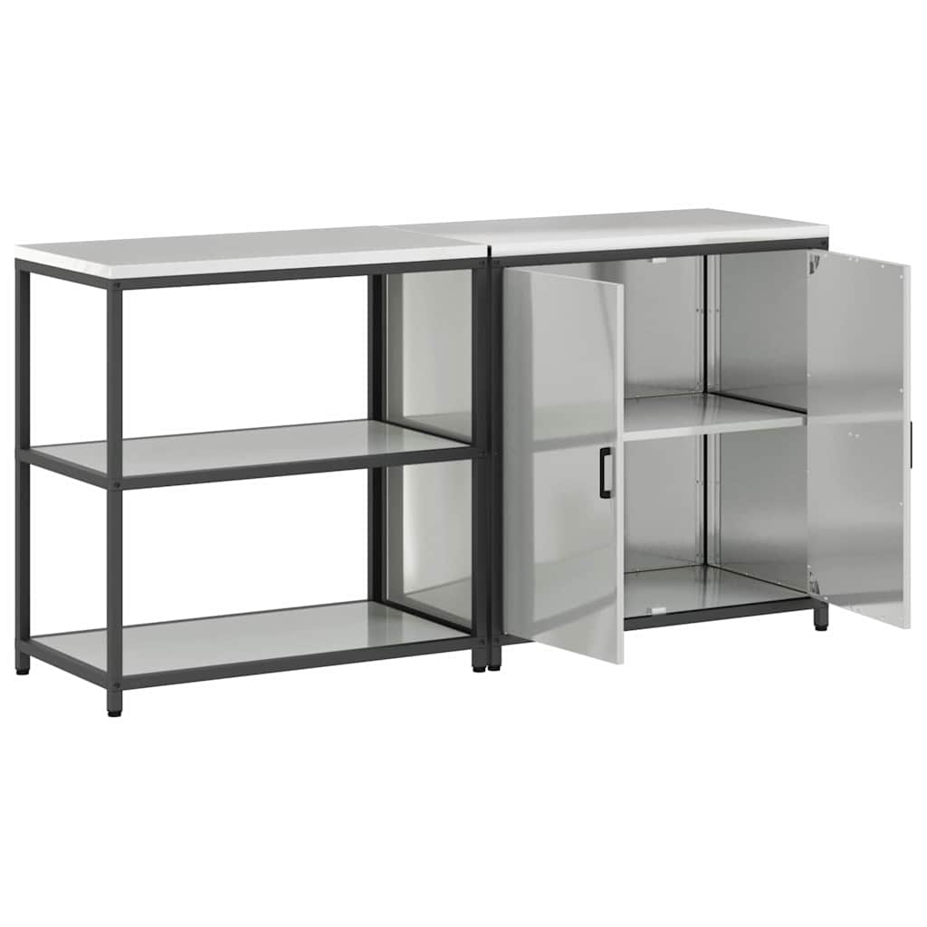 Aufbewahrungsset für die Küche mit Regal 2 pcs Silber Stahl