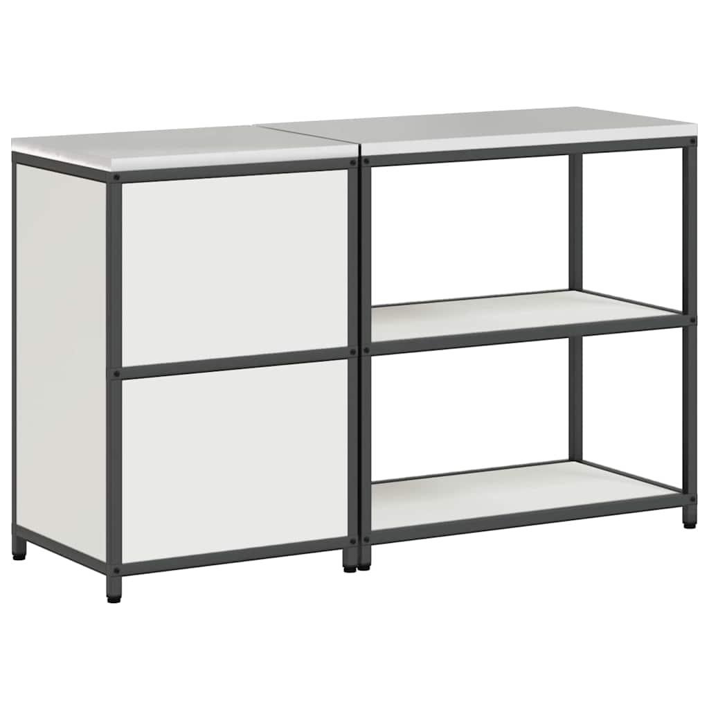 Küchenlager-Set mit Regal 2 pcs Weiß Kaltgewalzter Stahl