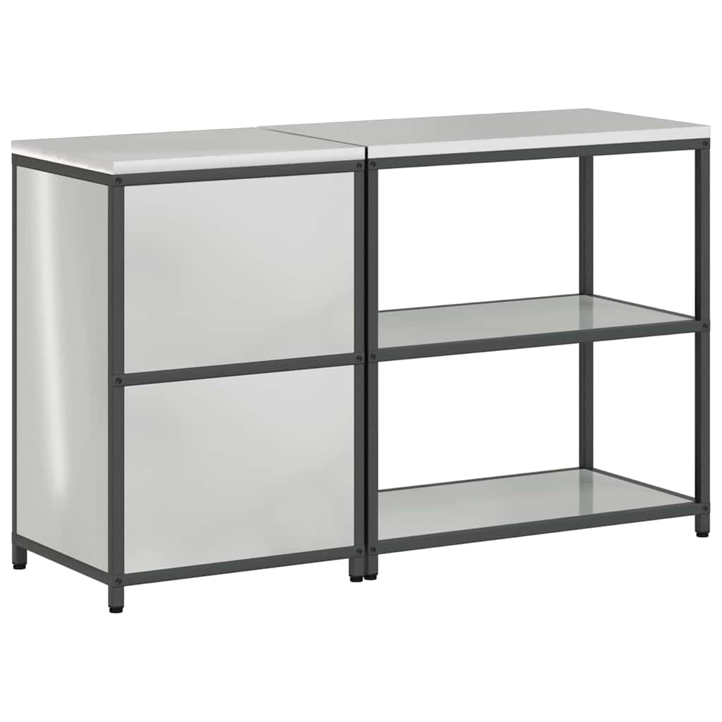 Küchenlager-Set mit Regal mit Tür 2 pcs Silber Verzinkter Stahl