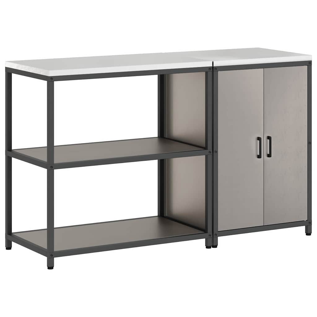 Küchenlager-Set mit Regal mit Tür 2 pcs Rostig Wetterfeststahl