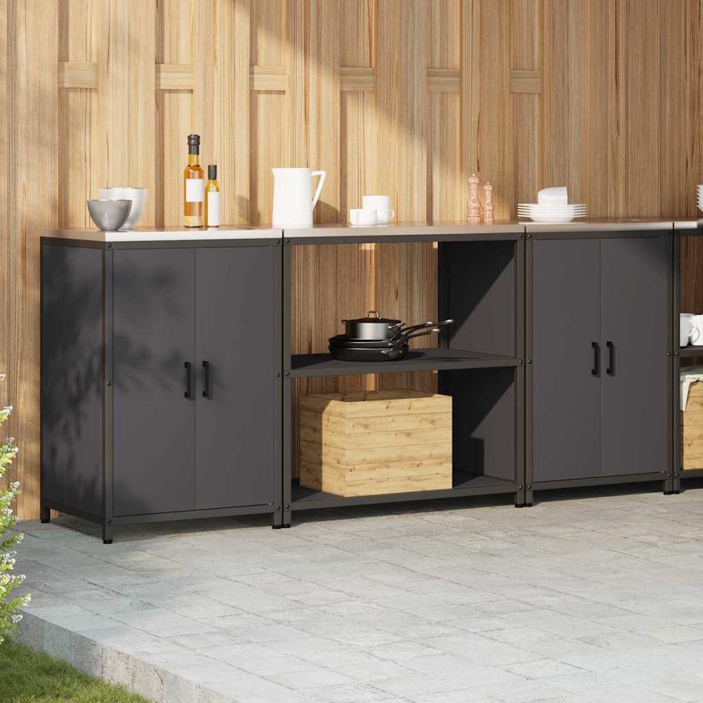 Küchenlager-Set mit Regal 3 pcs Schwarz 210 x 50 x 92 cm