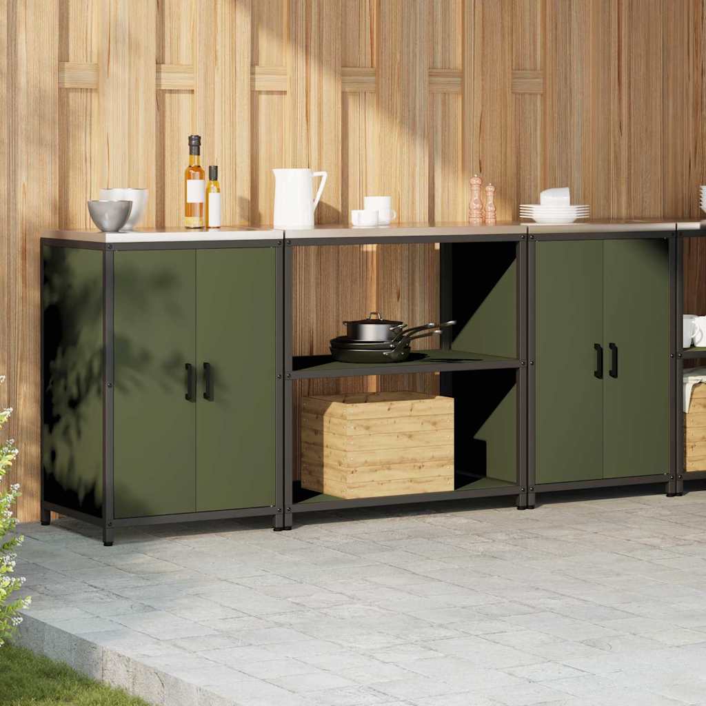 Küchenlager-Set mit Regal 3 pcs Olive Grün 210 x 50 x 92 cm