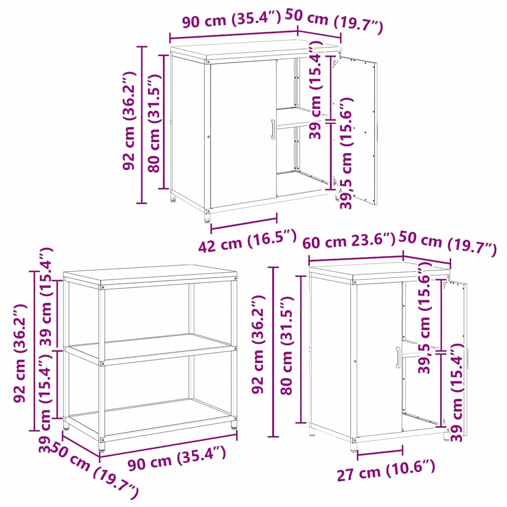 Aufbewahrungsset für die Küche HATTEM 3 pcs Rostig Stahl
