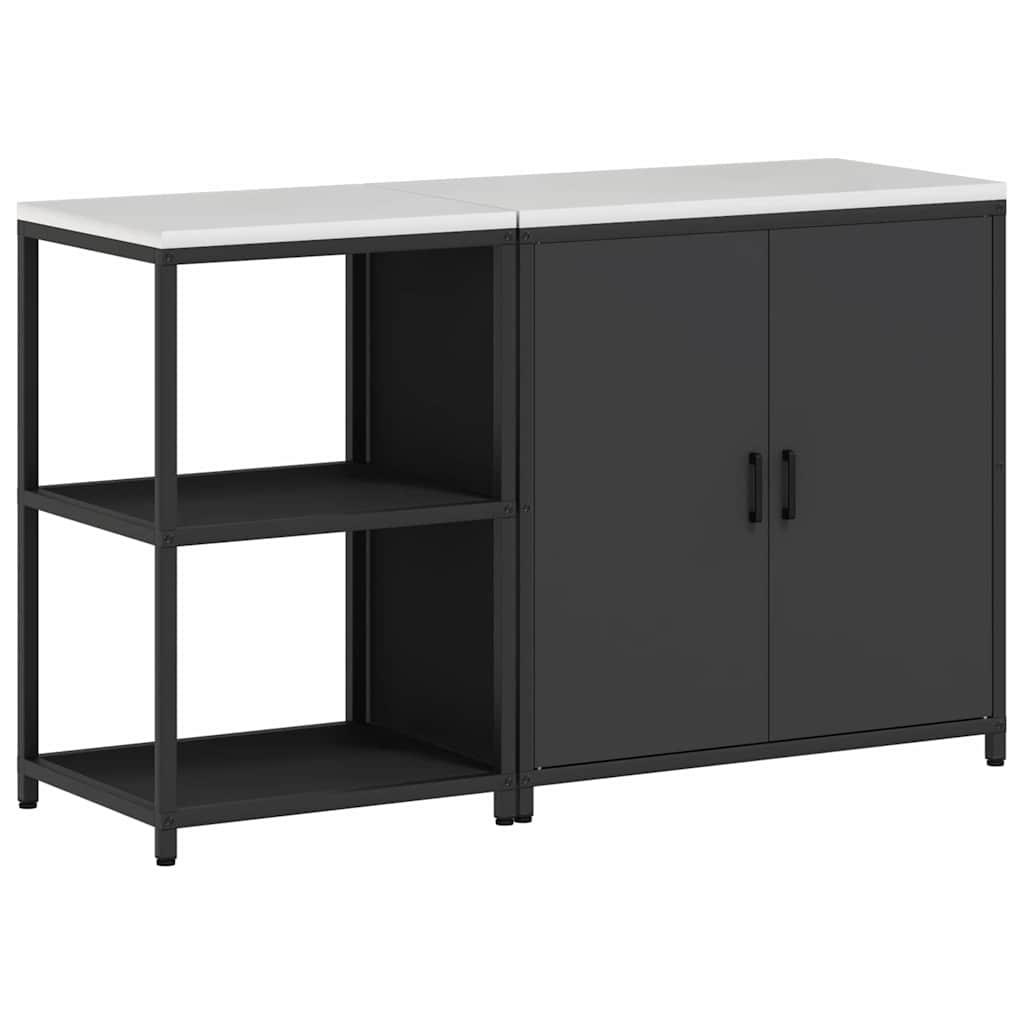 Küchenlager-Set mit Regal 2 pcs Schwarz 150 x 50 x 92 cm