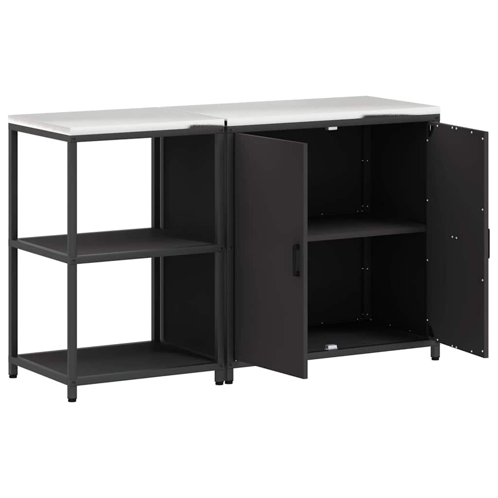 Küchenlager-Set mit Regal 2 pcs Schwarz 150 x 50 x 92 cm