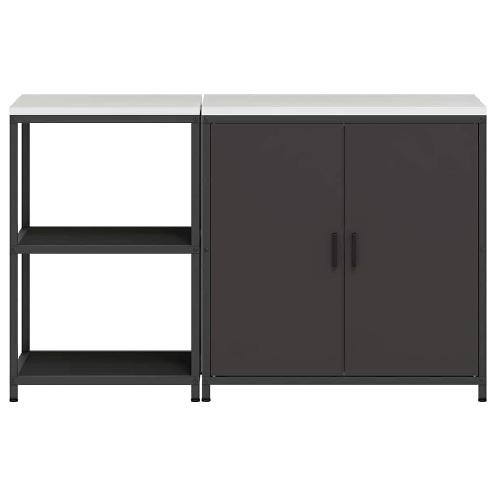 Küchenlager-Set mit Regal 2 pcs Schwarz 150 x 50 x 92 cm