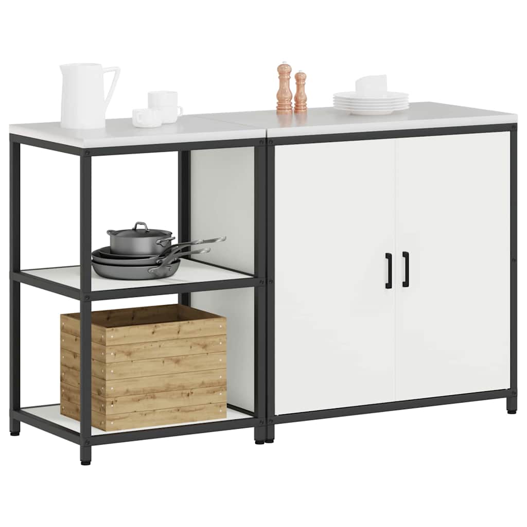 Aufbewahrungsset für die Küche mit Regal 2 pcs Weiß Stahl