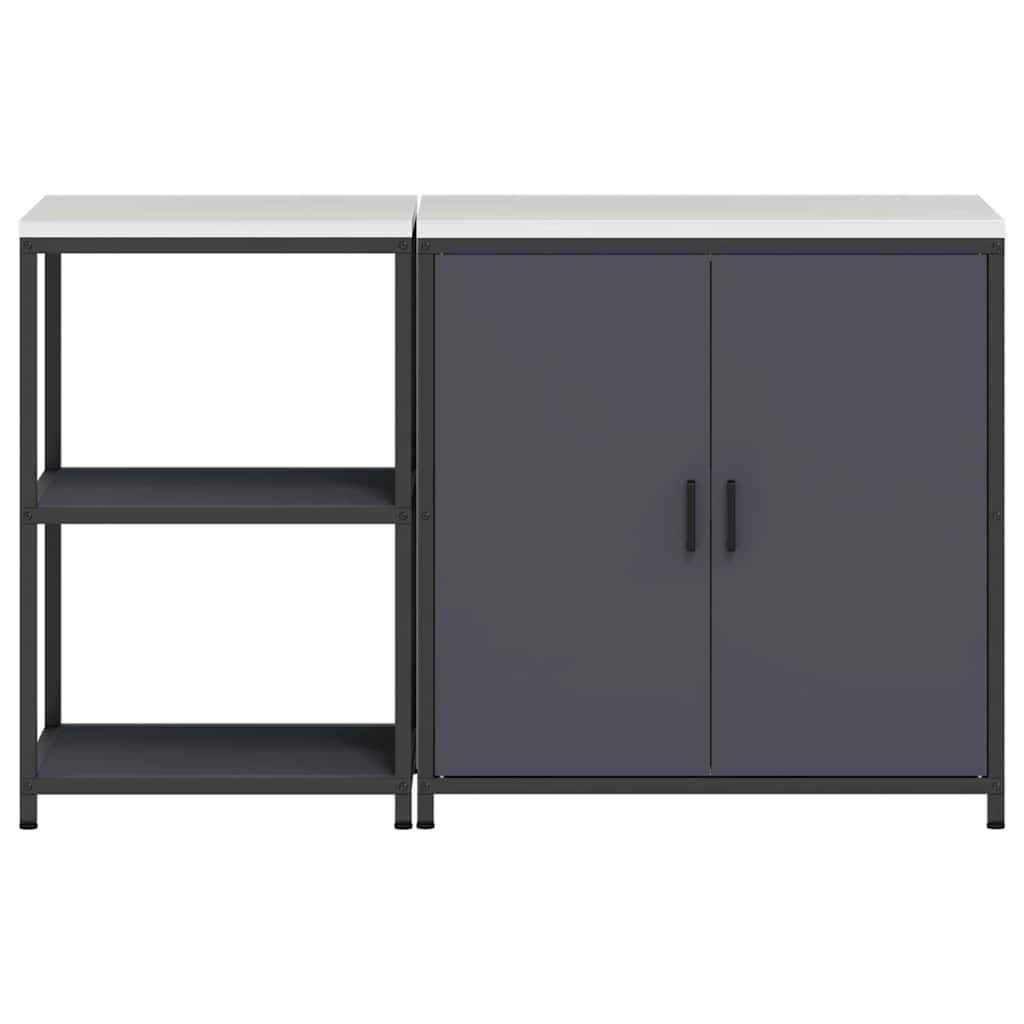 Küchenlager-Set mit Regal 2 pcs Anthrazit 150 x 50 x 92 cm