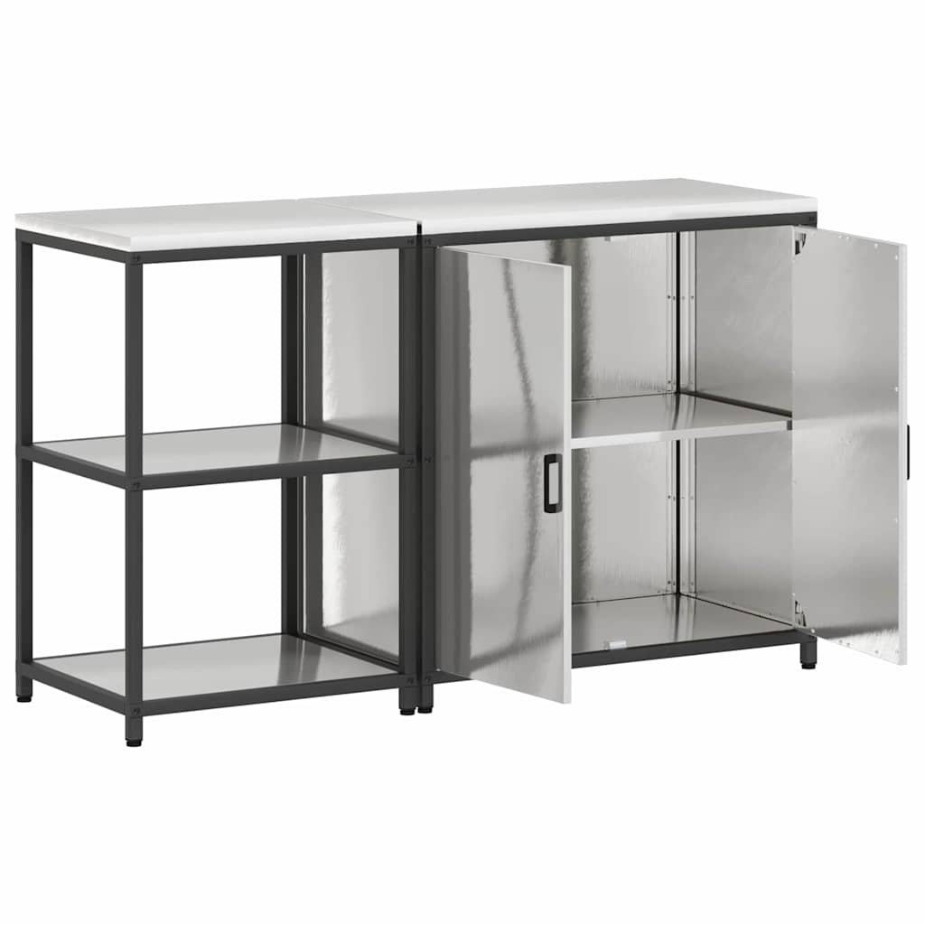 Aufbewahrungsset für die Küche mit Regal 2 pcs Silber Stahl