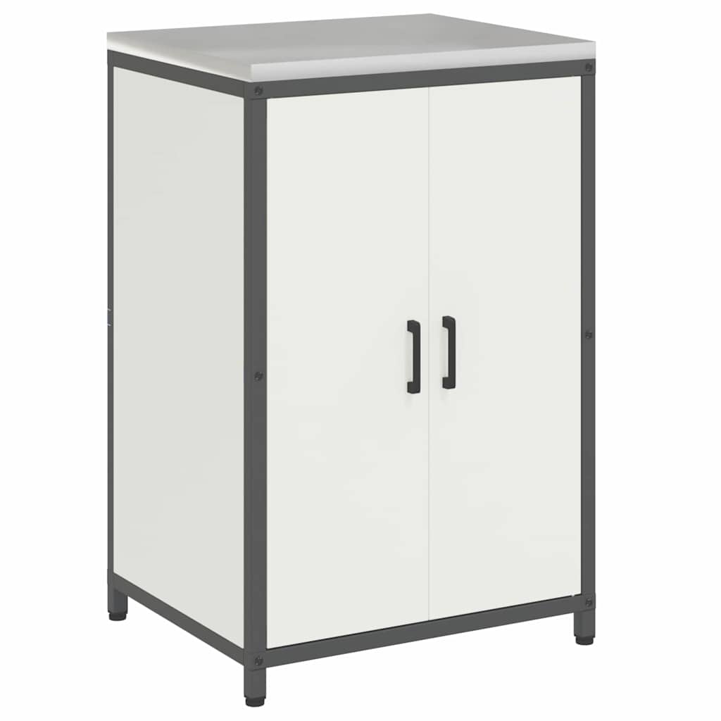 Küchenlager-Set mit Regal 2 pcs Weiß Kaltgewalzter Stahl