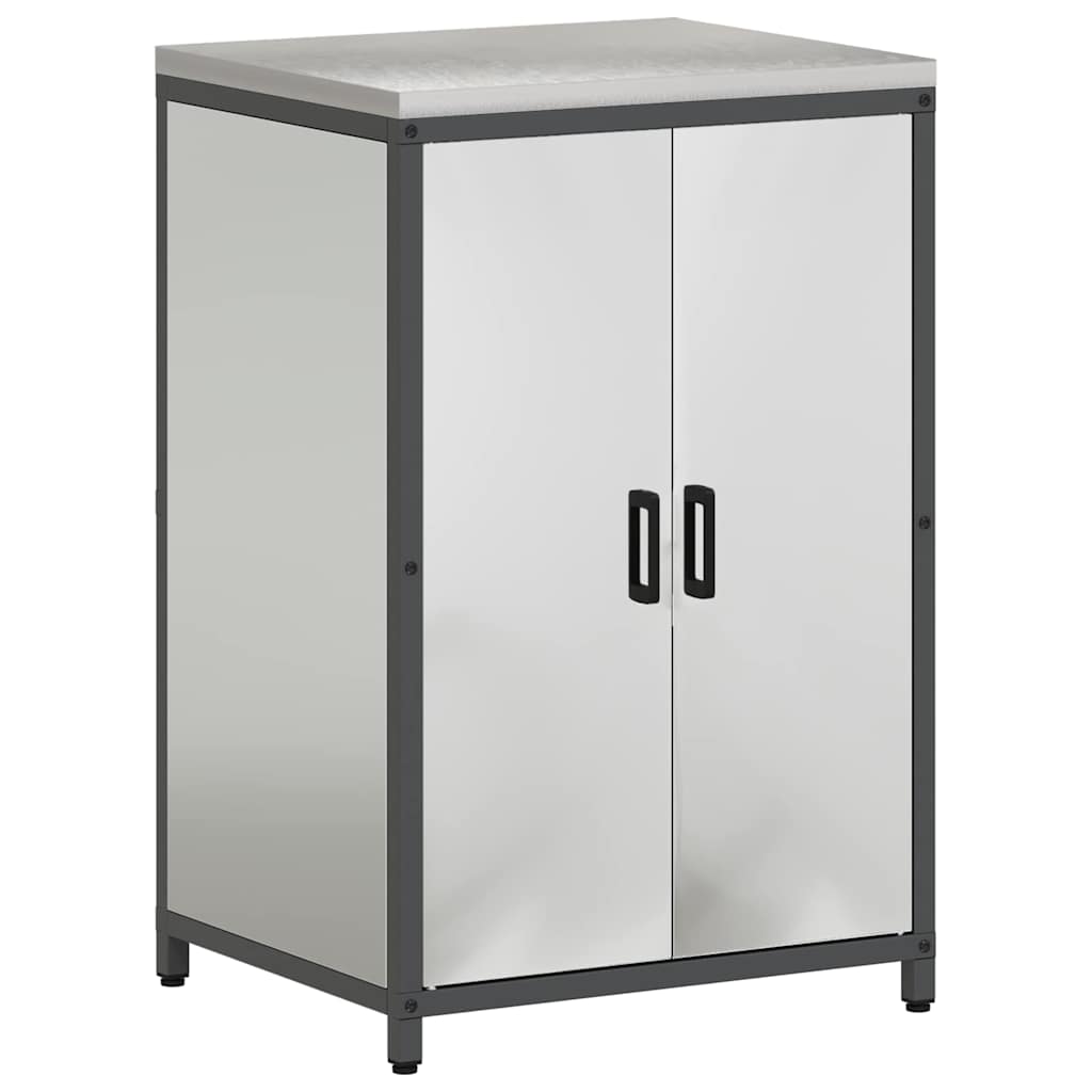 Küchenlager-Set mit Regal mit Tür 2 pcs Silber Verzinkter Stahl