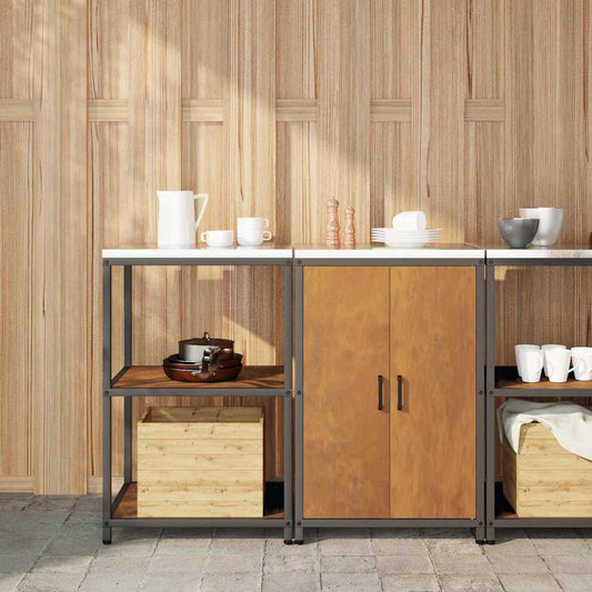 Küchenlager-Set mit Regal mit Tür 2 pcs Rostig Wetterfeststahl