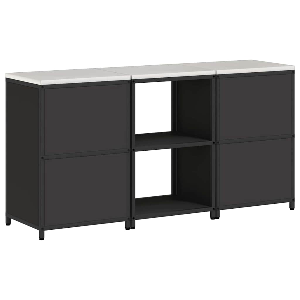 Küchenlager-Set mit Regal 3 pcs Schwarz 180 x 50 x 92 cm