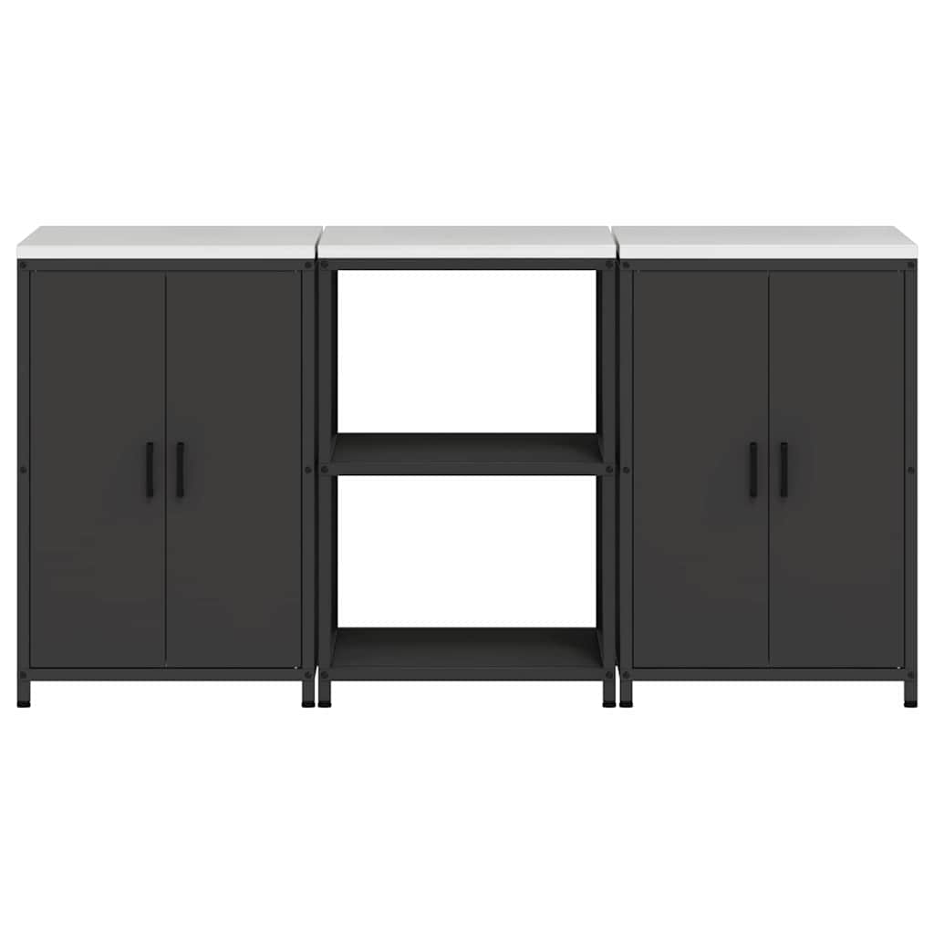 Küchenlager-Set mit Regal 3 pcs Schwarz 180 x 50 x 92 cm