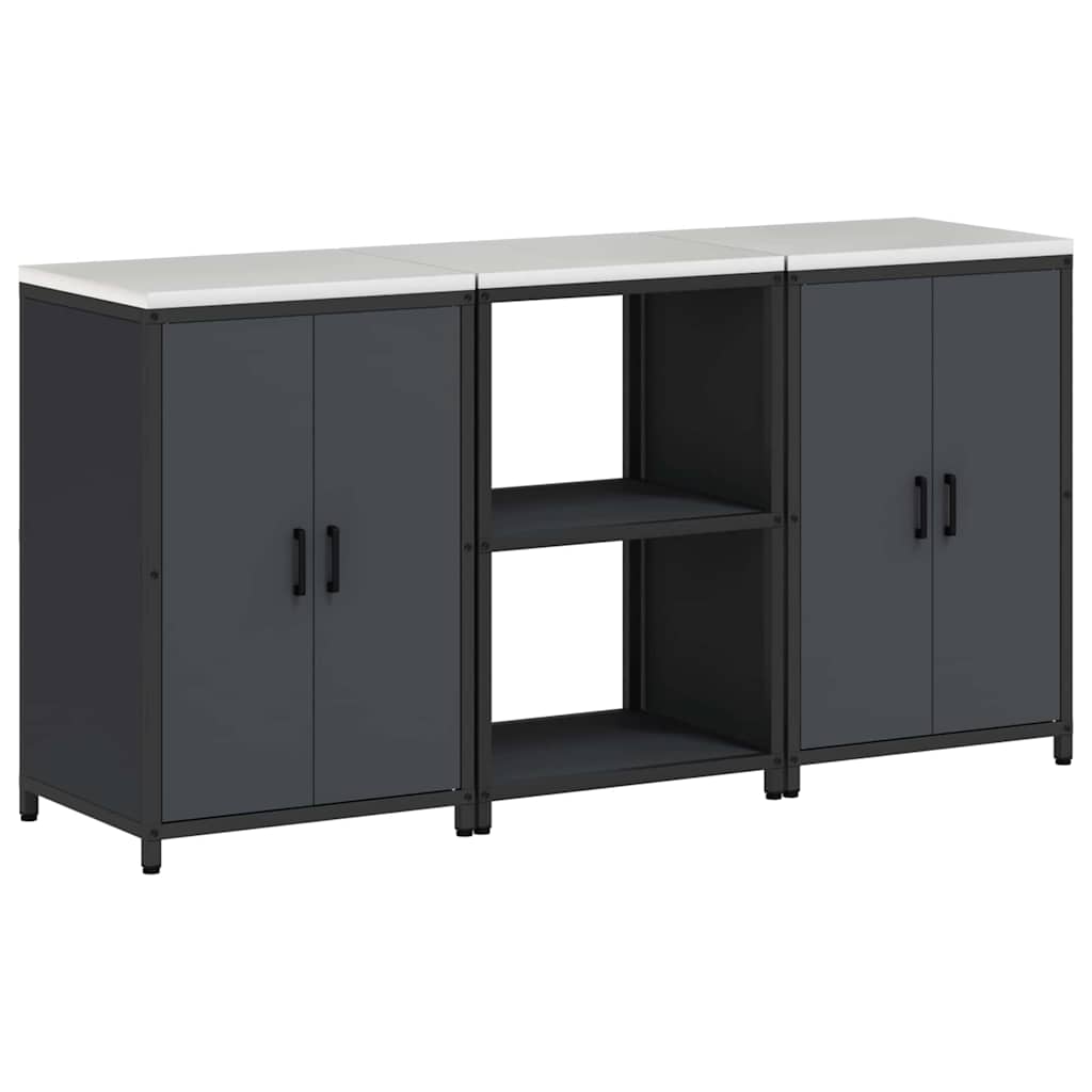 Küchenlager-Set mit Regal 3 pcs Anthrazit 180 x 50 x 92 cm