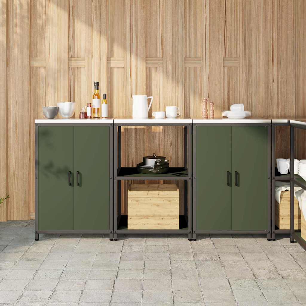 Küchenlager-Set mit Regal 3 pcs Olive Grün 180 x 50 x 92 cm