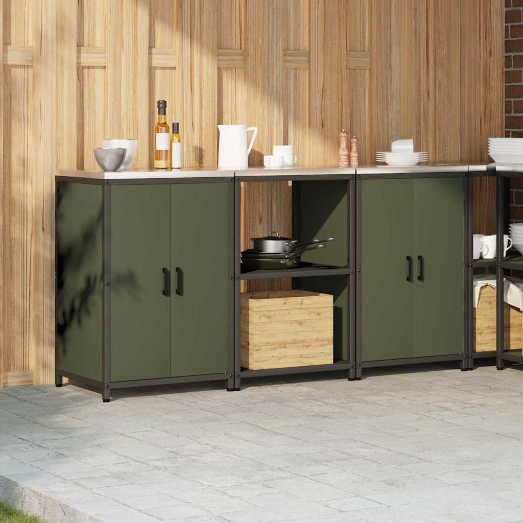 Küchenlager-Set mit Regal 3 pcs Olive Grün 180 x 50 x 92 cm