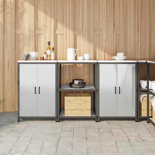 Aufbewahrungsset für die Küche mit Regal 3 pcs Silber Stahl