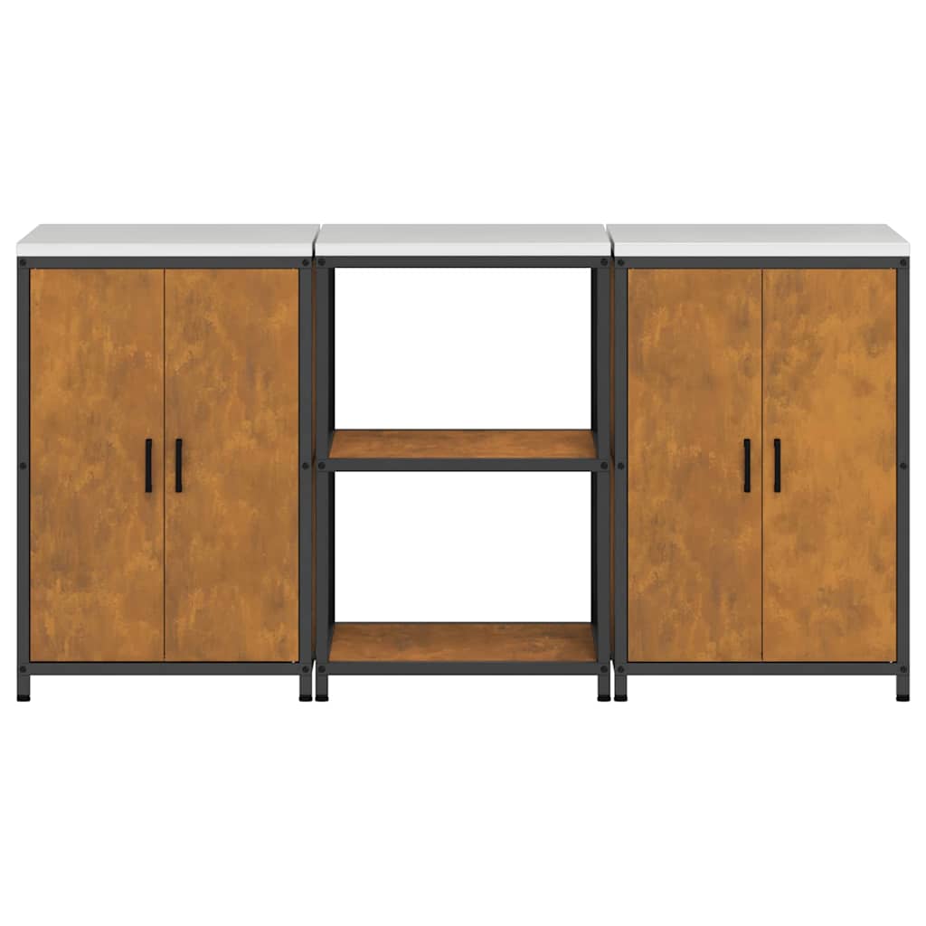 Aufbewahrungsset für die Küche mit Regal 3 pcs Rostig Stahl