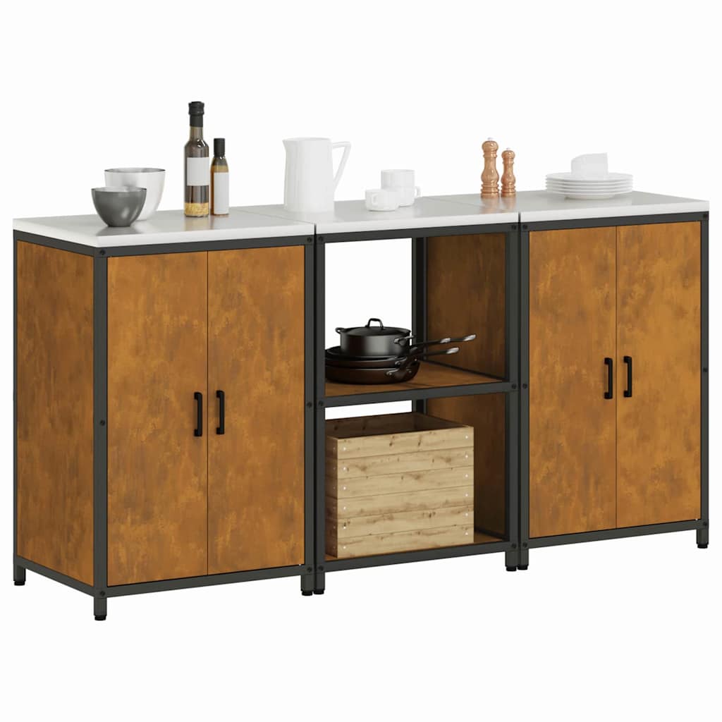 Aufbewahrungsset für die Küche mit Regal 3 pcs Rostig Stahl