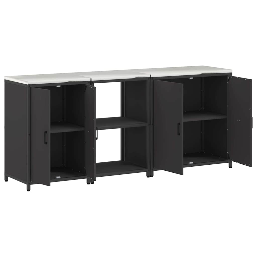 Küchenlager-Set mit Regal 3 pcs Schwarz 210 x 50 x 92 cm