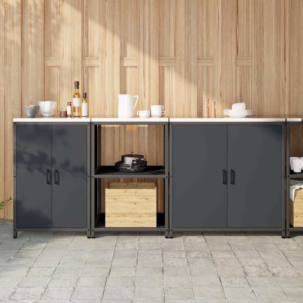 Küchenlager-Set mit Regal 3 pcs Anthrazit 210 x 50 x 92 cm