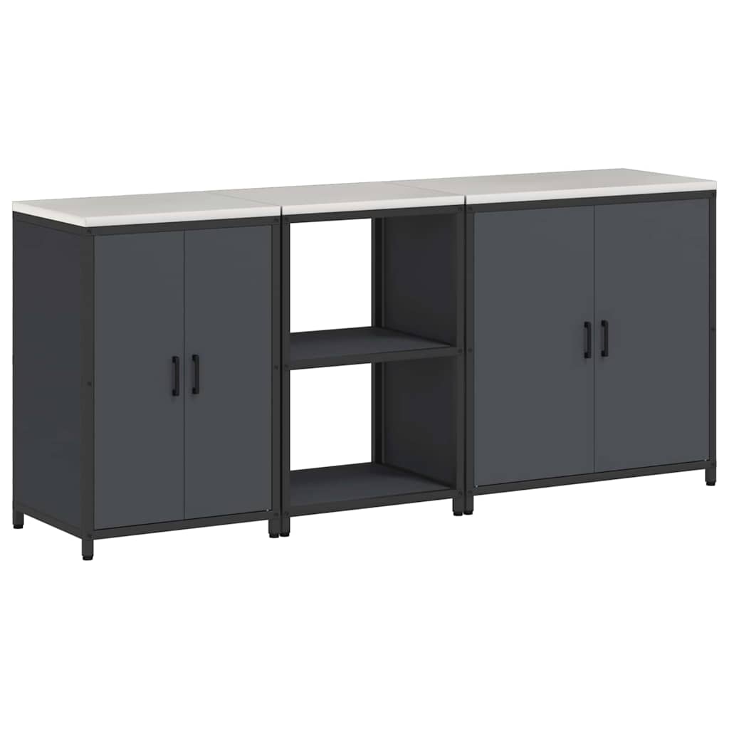 Küchenlager-Set mit Regal 3 pcs Anthrazit 210 x 50 x 92 cm
