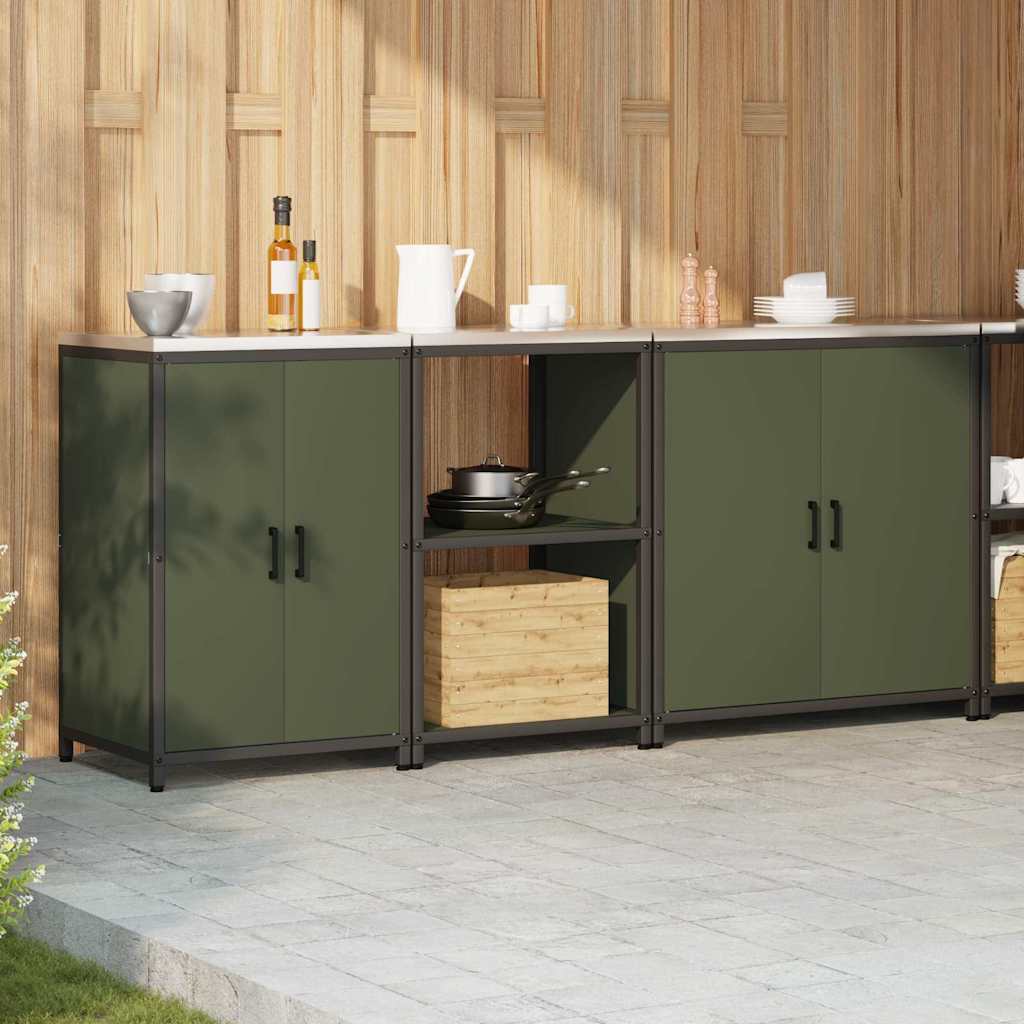 Küchenlager-Set mit Regal 3 pcs Olive Grün 210 x 50 x 92 cm