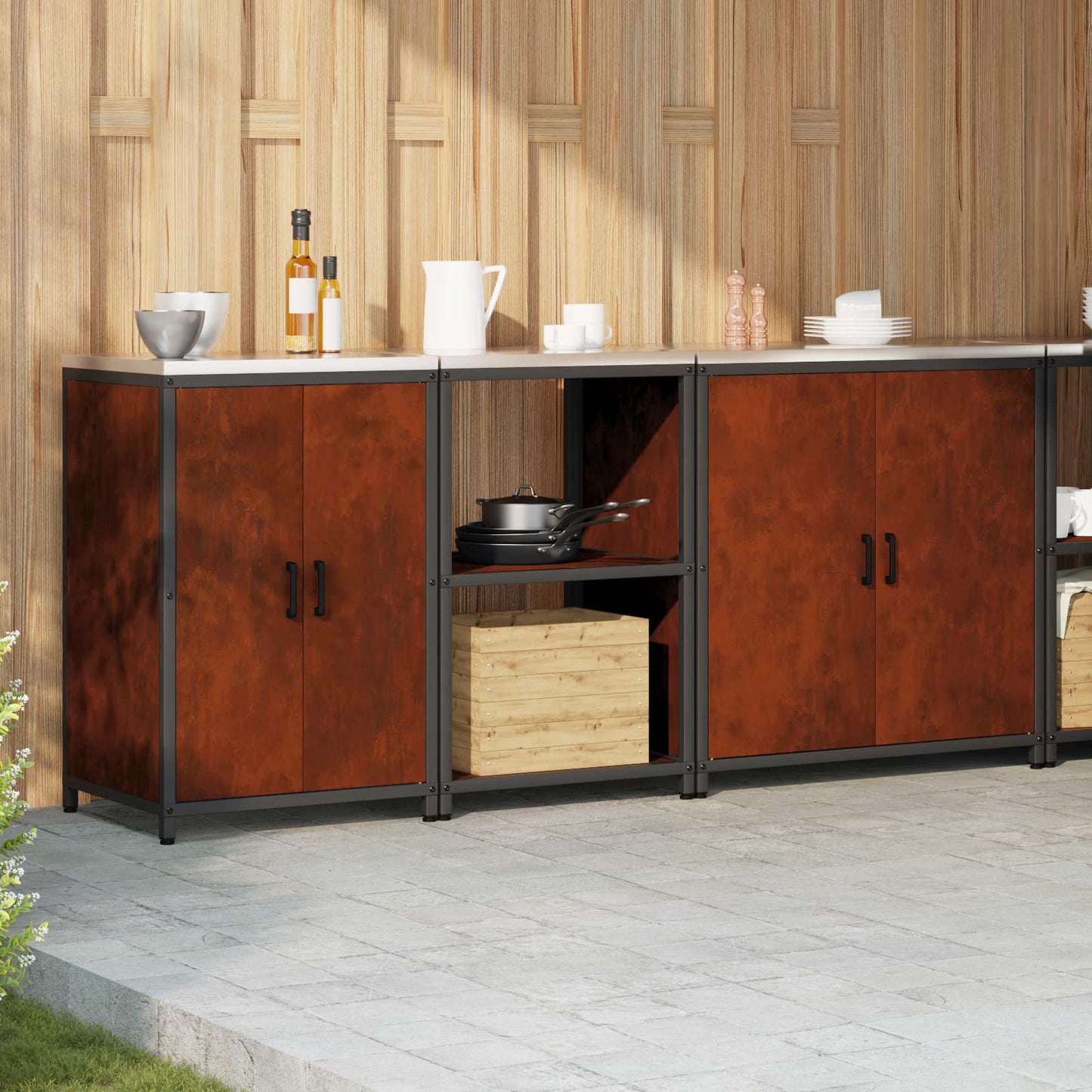 Aufbewahrungsset für die Küche HATTEM 3 pcs Rostig Stahl