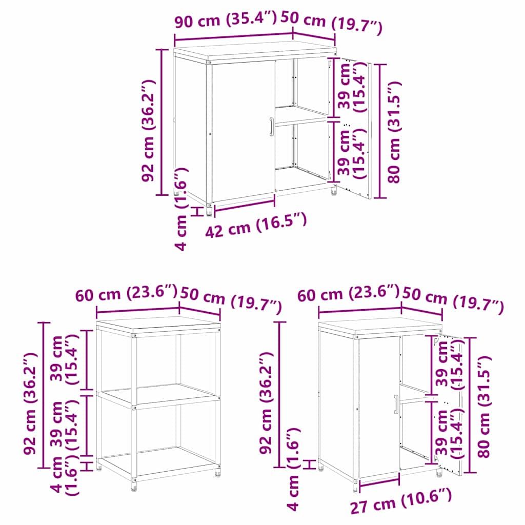 Aufbewahrungsset für die Küche HATTEM 3 pcs Rostig Stahl