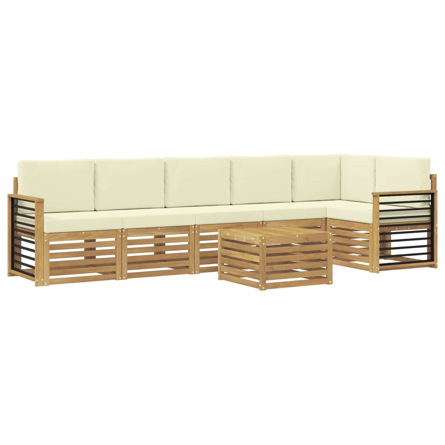 Outdoor-Sofagarnitur 7 stk. Weiß und Creme Polyester