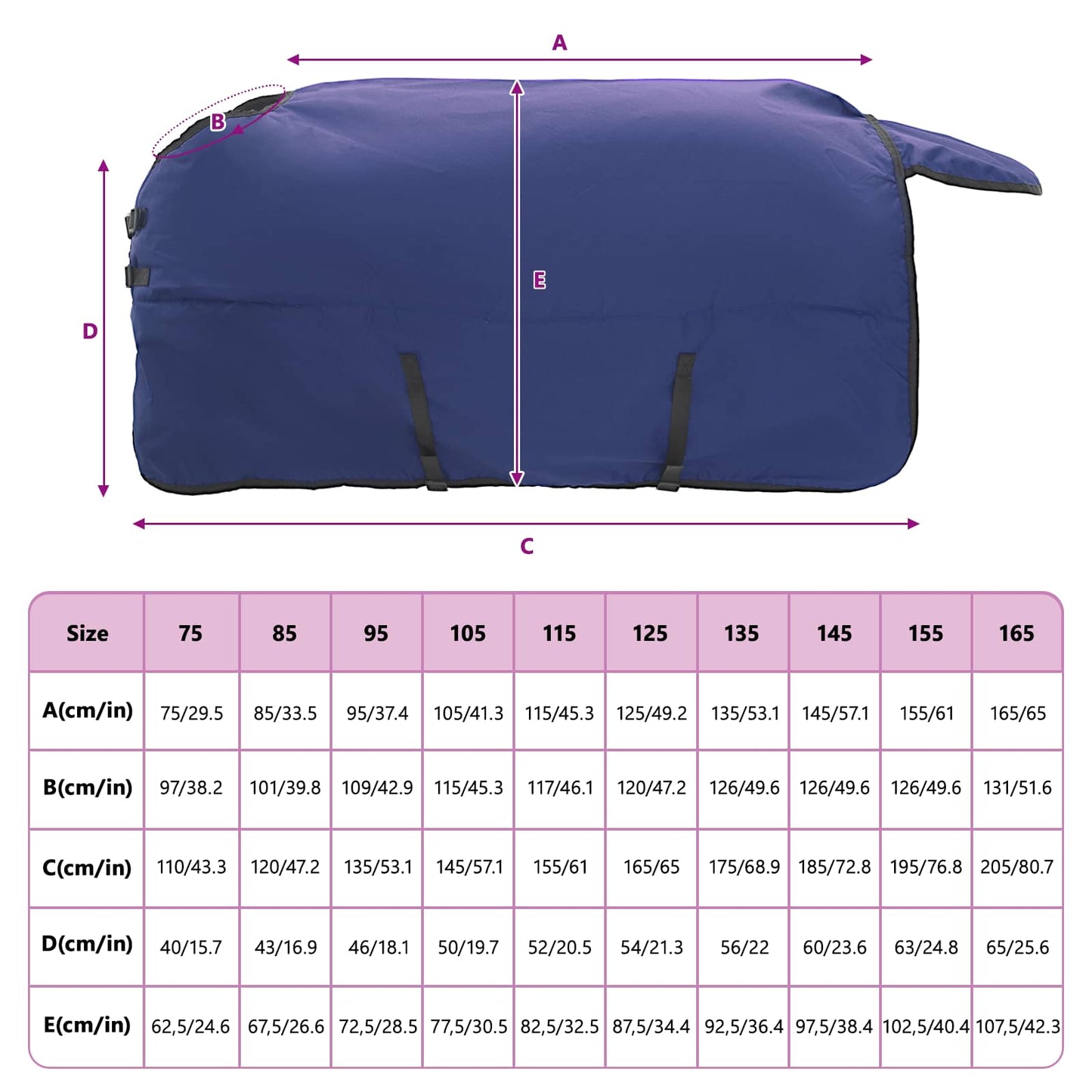 Pferdedecke Vollnavy Blau 75 cm Polyester