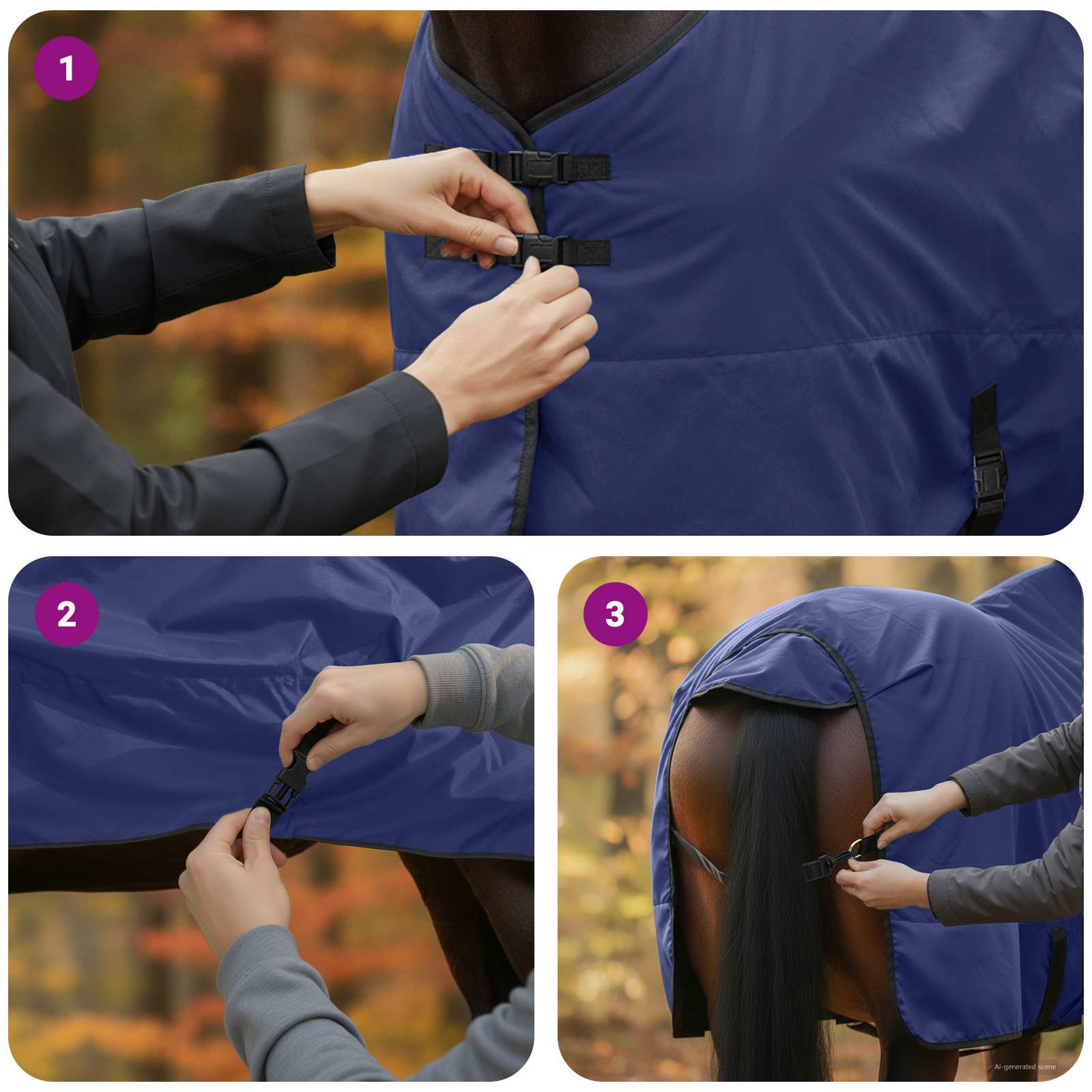 Pferdedecke Vollnavy Blau 105 cm Polyester