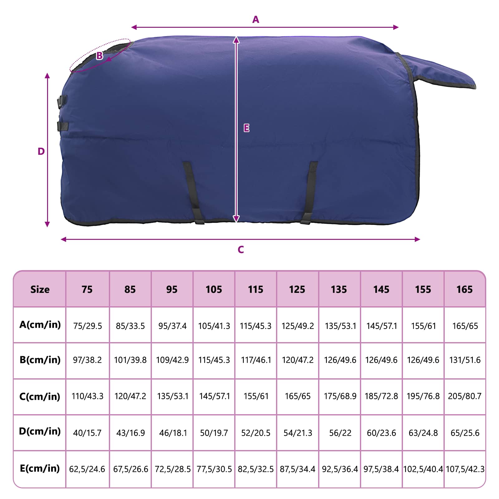 Pferdedecke Vollnavy Blau 115 cm Polyester