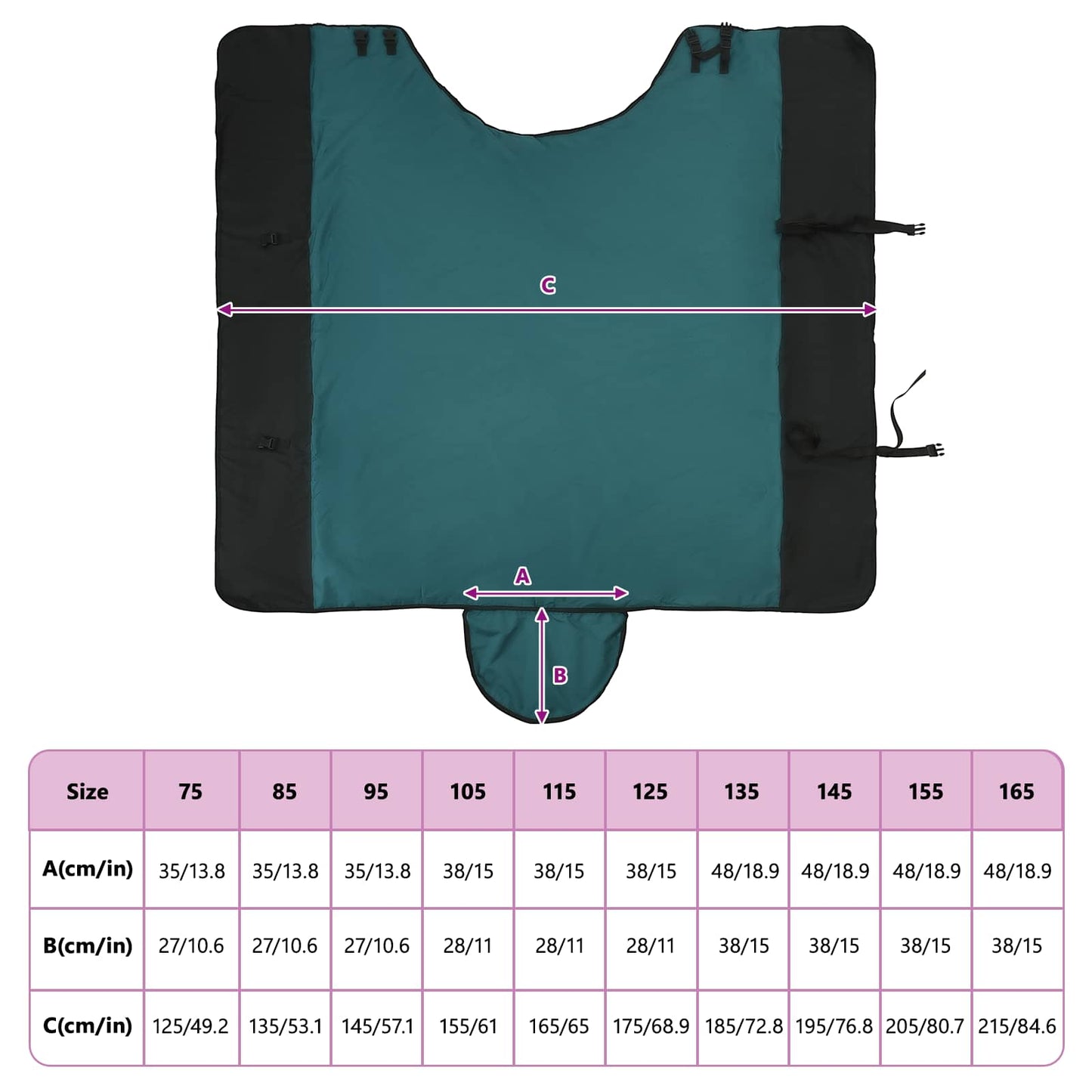 Pferdedecke Dunkelgrün und Schwarz 105 cm Polyester