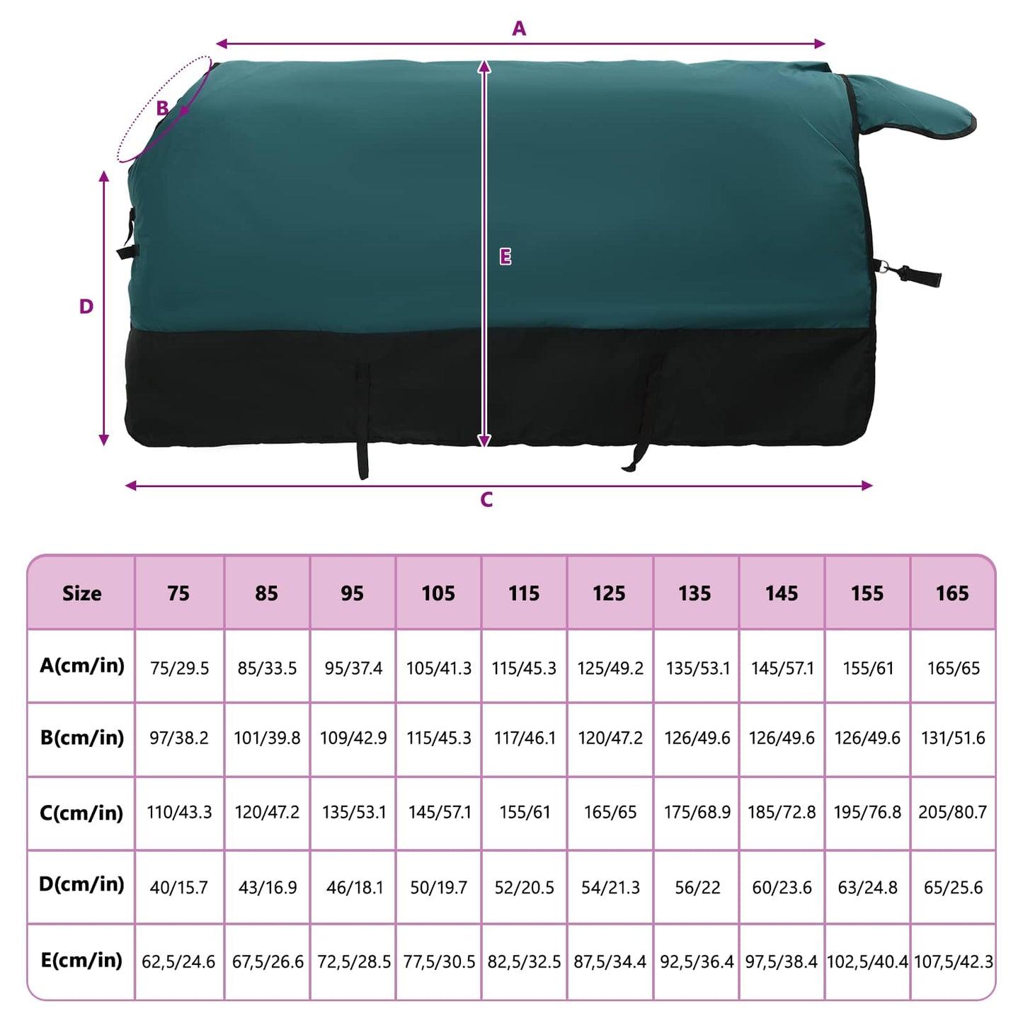 Pferdedecke Dunkelgrün und Schwarz 135 cm Polyester