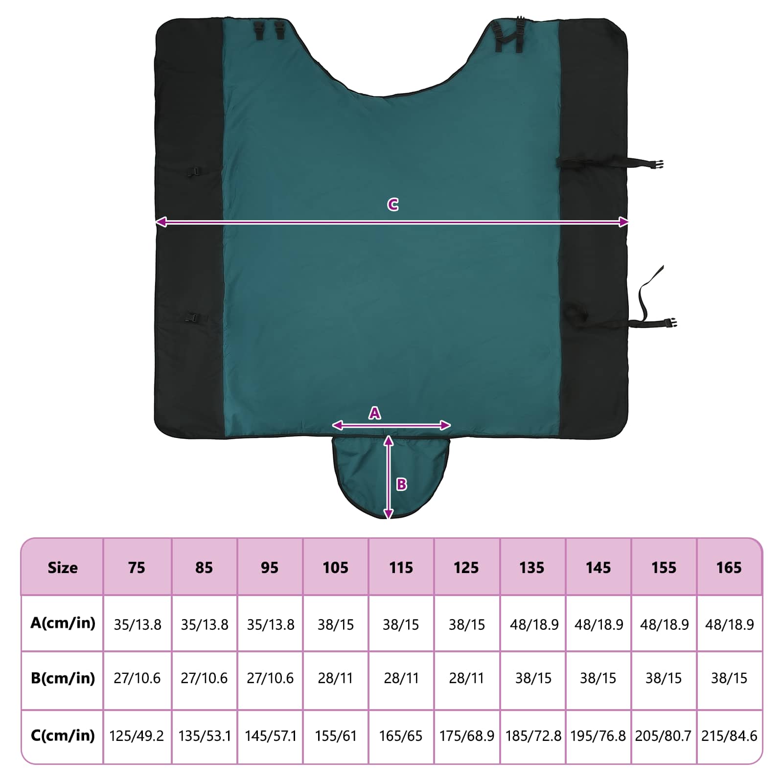 Pferdedecke Dunkelgrün und Schwarz 135 cm Polyester